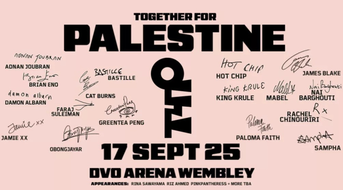 Together For Palestine: Cartel del evento en Wembley Arena
